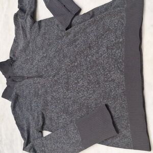 Lululemon Longsleeve Rest Less 1/2 zip‎ mock shirt top black dark cast XS- S EUC